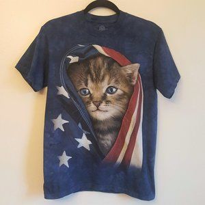 The Mountain Patriotic Cat Graphic Tee Unisex Sz S